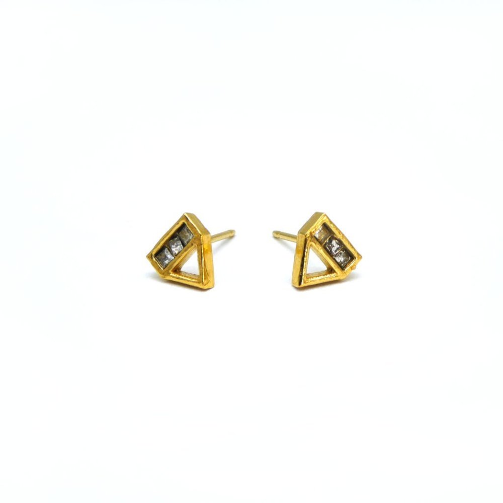 Gold Triangle Swarovski Crystal Stud Earrings (Made in California)
